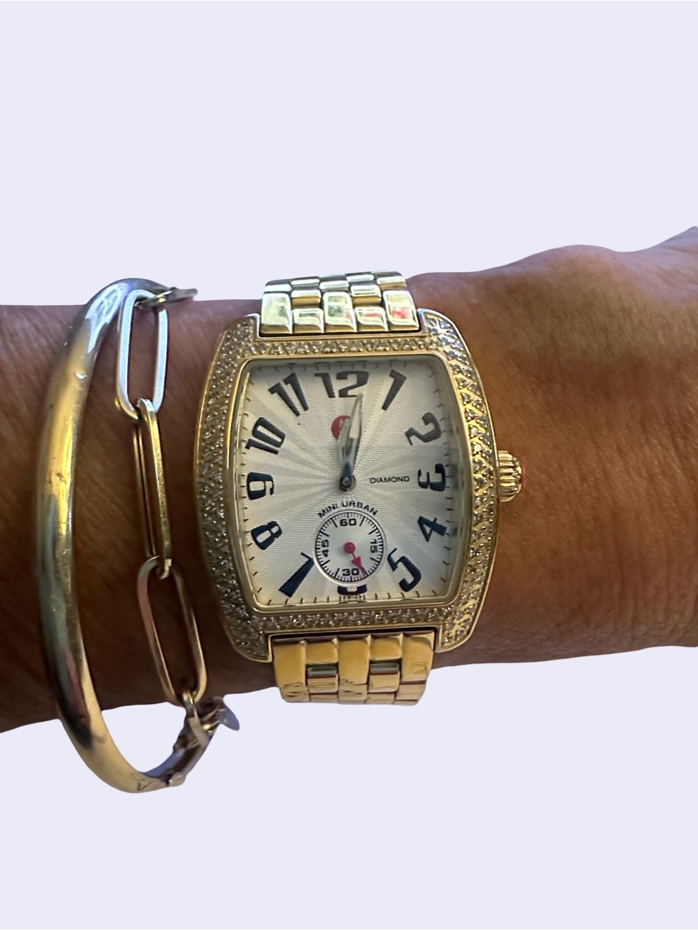 MICHELE gold and diamonds mini urban watch